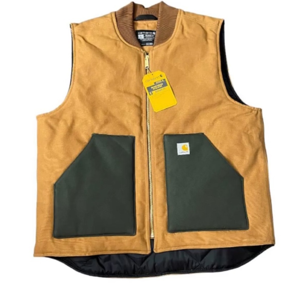 Carhartt Tan and Green Vest - Large